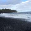 Here is a black-sand beach.