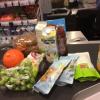 After three days she was released and moved into our AirBnB.  Every day I shopped at the local supermarket by bicycle. Here's a typical day's soups, fruits, and vegetables.